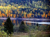 Северо-восточная окраина города Златоуста, водохранилище на реке Большая Тесьма. Автор: Felisket